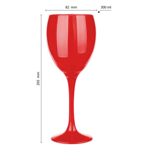 Pohár na víno 300ml maľovaný červenou farbou