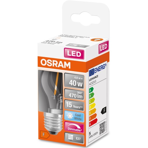E27 LED žiarovka 4,8W = 40W 4000K STMIETNUTÁ OSRAM