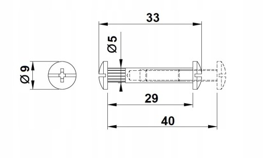SKRUTKOVÝ NÁBYTOKOVÝ KONEKTOR FI 5MM M4