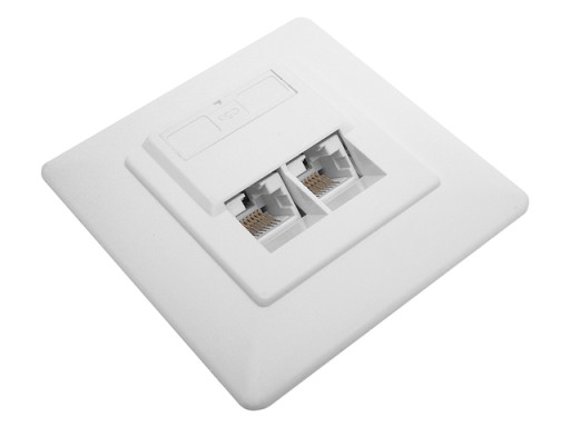 Zásuvka 2x RJ45/8P8C cat.5E UTP zapustené uhlové LSA kontakty