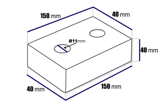 NÁBYTKOVÁ NOHA 150/40/40 obdĺžnik (strieborná farba)