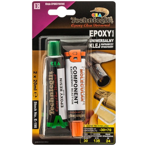 SILNÉ EPOXIDOVÉ INŠTALAČNÉ LEPIDLO OPRAVA NA KOVOVÝ DREVENÝ PORCELÁN 2x20ml