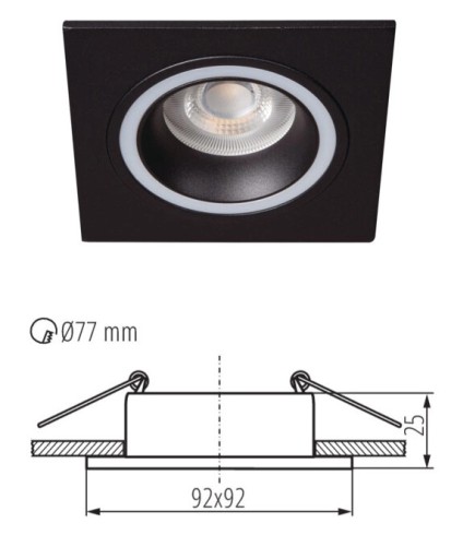 Ozdobný prsteň s očkom na strop GU10 10W mačací štvorcový čierny