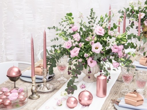Rose Gold metalizovaná sviečka guľatá Rose Gold sviečka 6cm 1 ks
