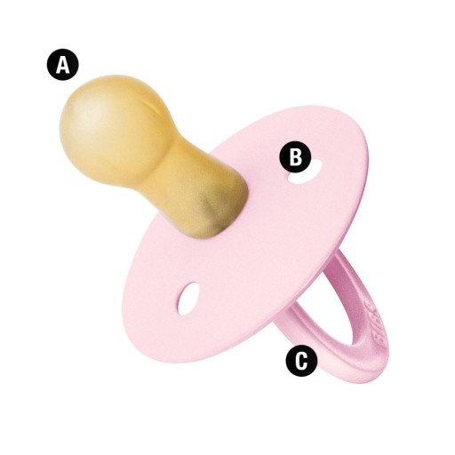 Hevea Baby ružový cumlík cumlík S 0-6m podbradníky