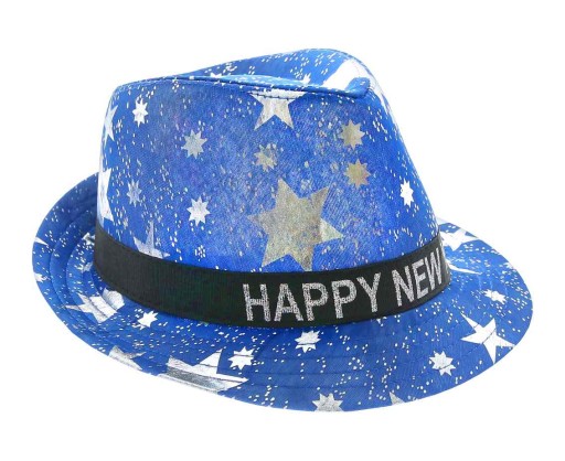 Čiapka pre šťastný nový rok, modrá s hviezdičkami