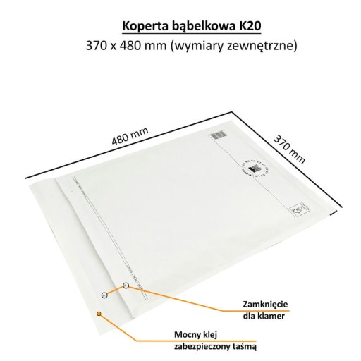 Bublinové obálky K20 480x370 BIELE veľké SILNÉ x10