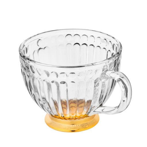 Altom Design Lily sklenená šálka na kávu, čaj, veľká zlatá noha, 430 ml