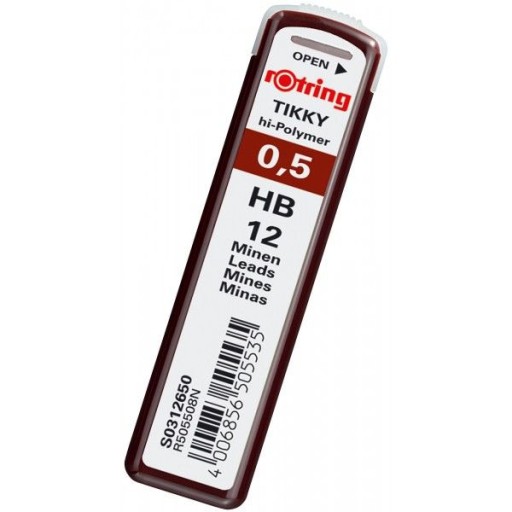 HB SADA GRAFITOVÝCH NÁPLNÍ pre ceruzku 0,5 mm, fľaštička 12 tyčiniek, NEREZNÁ