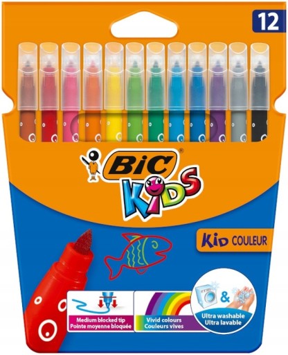 SADA popisovačov 12 farieb, popisovačov Kid Couleur BIC a popisovačov
