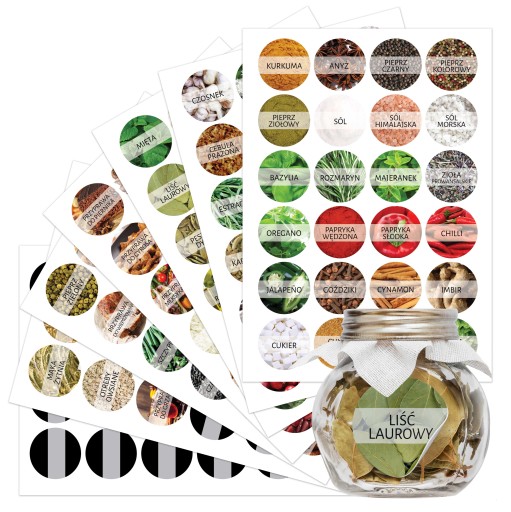 NÁLEPKY Etikety na nádobky SPICES 168 ks v 7