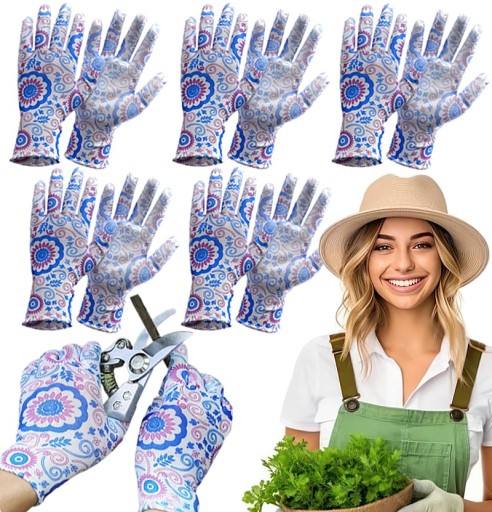 5x V2 ZÁHRADNÉ PRACOVNÉ RUKAVICE OCHRANNÉ DÁMSKE RUKAVICE FARBA 5 párov MIX.