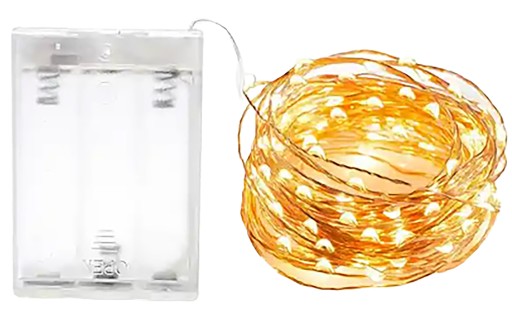 Drôtené lampy 5m 50 LED svetiel na vianočný stromček AA batérie teplá biela
