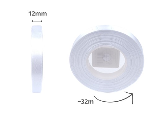 STUHA ÚZKA BIELA SATÉNOVÁ 12mm 32m