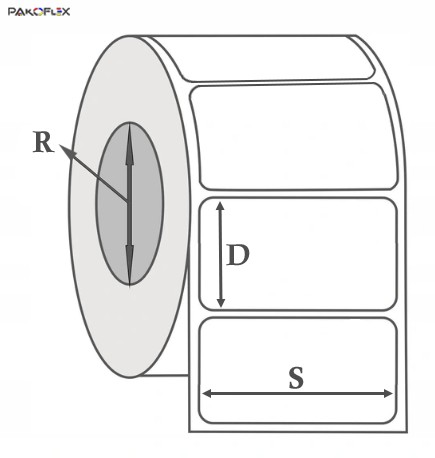 Termoetikety 50x30 mm, 1000 ks - Žltá matná Fi 40 mm