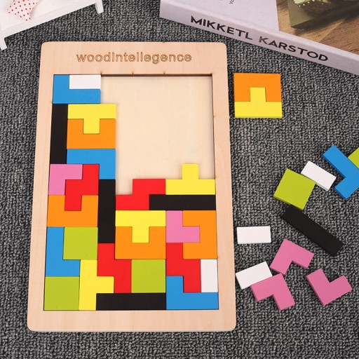 Drevené puzzle Tetris bloky skladačky 40 dielikov.