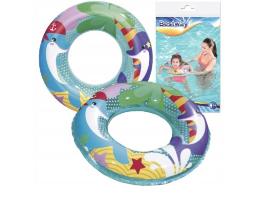 BESTWAY 36113 Nafukovací kruh na plávanie na pláži 51 cm delfíny max 60 kg 3-6