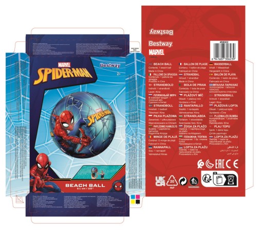 Nafukovacia plážová lopta Spider-Man 2+ 34 cm Bestway