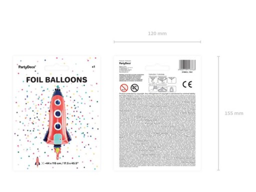 VESMÍRNE BALÓNY RAKETA Vesmírna fóliová narodeninová dekorácia veľká 115 cm x1