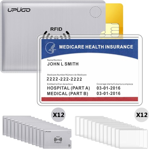 12X PUZDRO NA BLÍZKOVÚ KARTU RFID PROTI KRÁDEŽI + 12X OCHRANNÉ PUZDRO