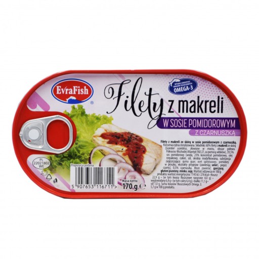 MAKERELOVÉ FILET, PARADAJKY, NIGELOVÁ OMÁČKA EvraFish