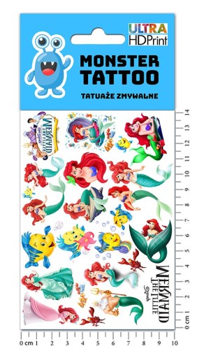 UMÝVAJÚCE TETOVANIE PRE DETI ORIGINÁLNE VZORY MALEJ MORSKEJ VÍLY ARIEL