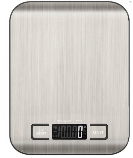 KUCHYŇSKÁ VÁHA elektronická presná VÁHA LCD displej 5000g STRIEBORNÁ
