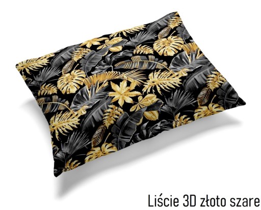 Obliečka na vankúš 70x80cm Listy 3D, zlato-šedá