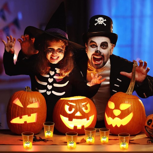 HALLOWEEN LED SKLENENÁ LEBKA TEKVICA