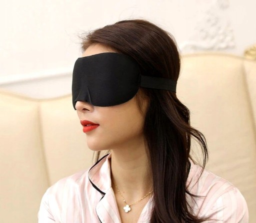 3D spánková jemná čierna maska so zaviazanými očami