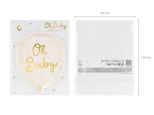 Baby sprchové taniere One Year Old Oh Baby béžové papierové taniere 22cm 6 ks