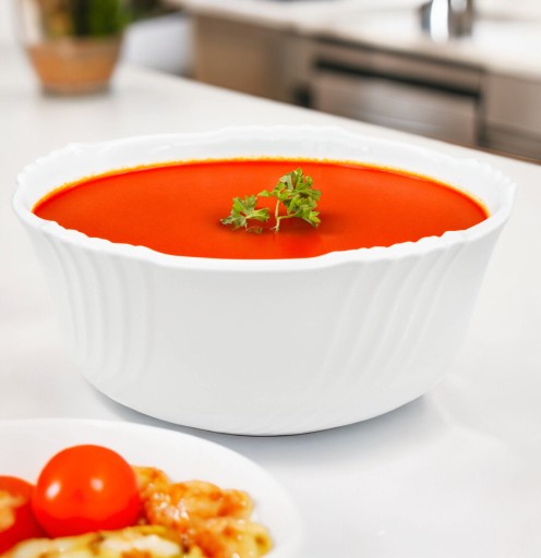 BIELA OPÁLOVÁ MISKA NA ŠALÁT HLBOKÁ MISKA 20CM okrúhla TANIEĽ POLIEV.