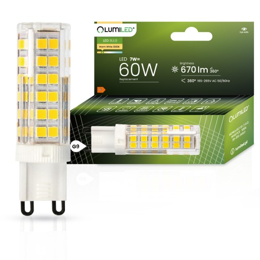 LED CAPSULE žiarovka MINI G9 7W = 60W 3000K TEPLÁ FARBA 230V LUMILED