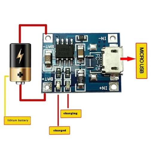 Modul na nabíjanie batérie TP4056, nabíjačka Li-ION 18650 pre microUSB