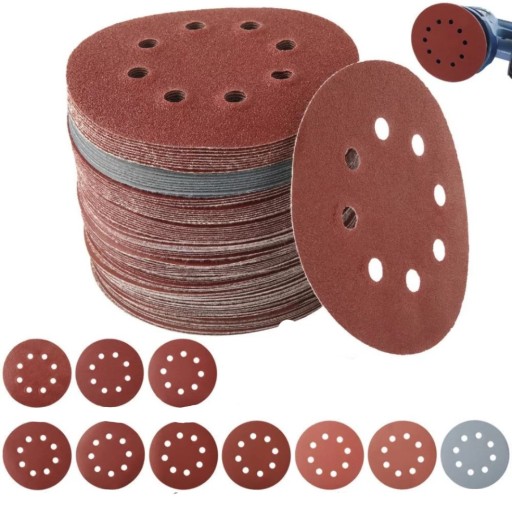 10x brúsny papier na suchý zips 125mm 40 kotúč s dierkami