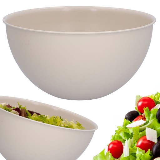 VEĽKÁ PLASTOVÁ KUCHYŇSKÁ MISKA 28CM BÉŽOVÁ DO KRUHEJ KUCHYNE NA ŠALÁT 6L