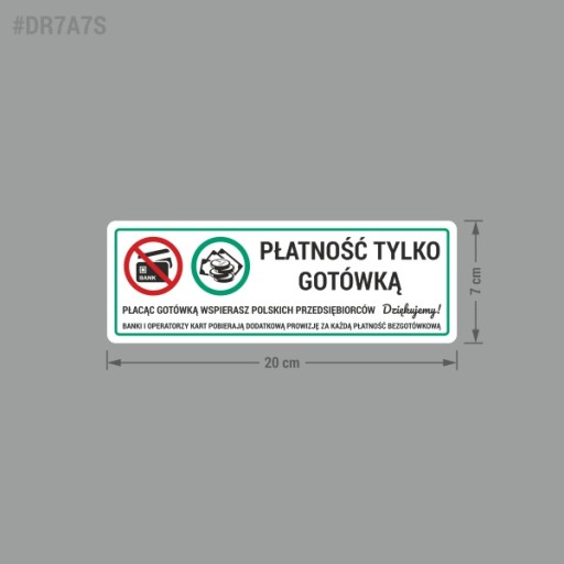 Platba iba v hotovosti - nálepka 7x20