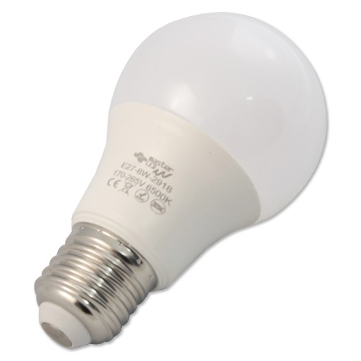 E27 LED žiarovka 2835 SMD 800lm 8W guľa A60 230V Neutral Biela