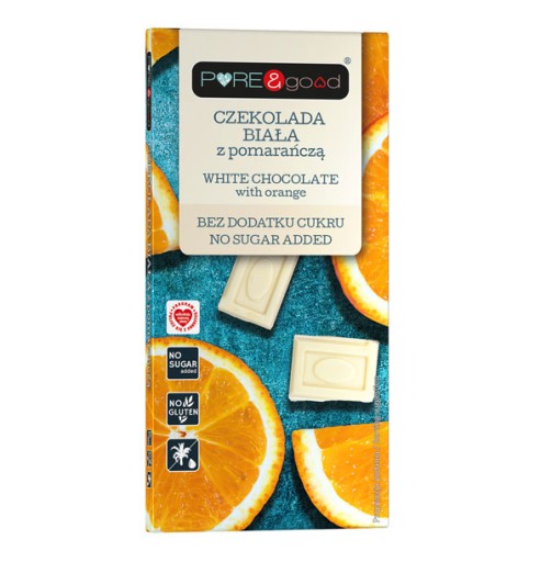 PREMIUM biela čokoláda s pomarančom BEZ PRIDANÉHO CUKRU