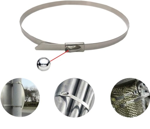 Oceľové sťahovacie pásky 4,6x200mm kovové 25ks, nerez