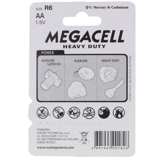 AA BATÉRIE MEGACELL HEAVY R6 ZINC-UHLÍK 4 KS