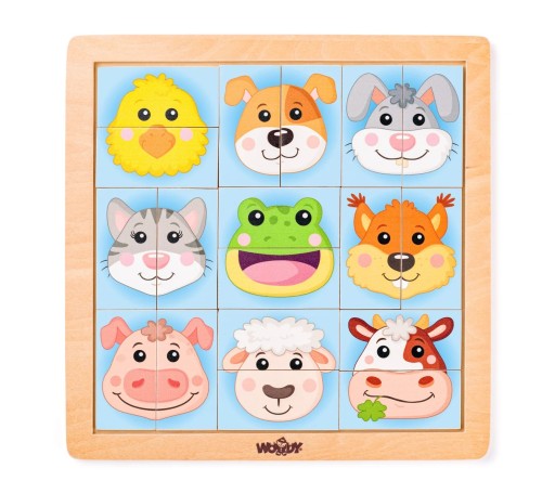 Puzzle farebné smajlíky hospodárskych zvierat