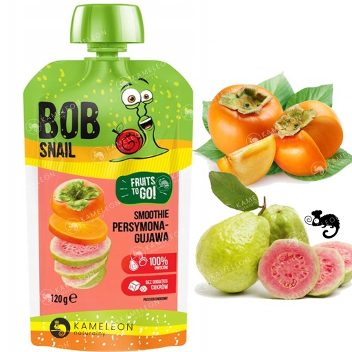 BOBSNAIL FRUIT MOUSE bez SUGAR smoothie PERsimmon GUAVA 120G doypack tube