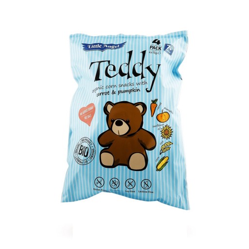 TEDDY Kukuričné chrumky, mrkva a tekvica bez švíkov.