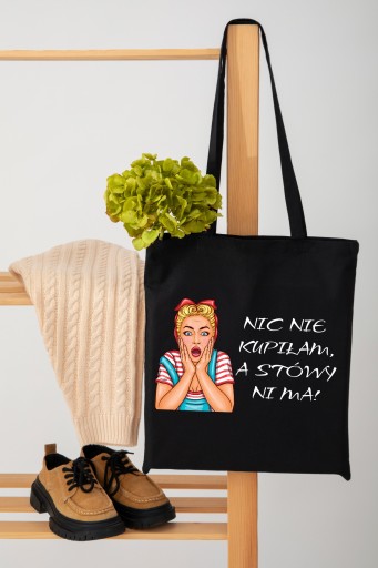 Nákupná taška Cotton Shopper s potlačou čiernej farby ako darček