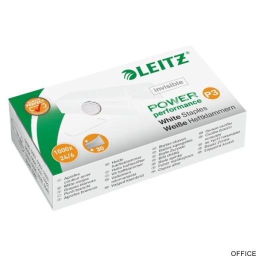 Leitz biele sponky, neviditeľné na papieri 24/6,