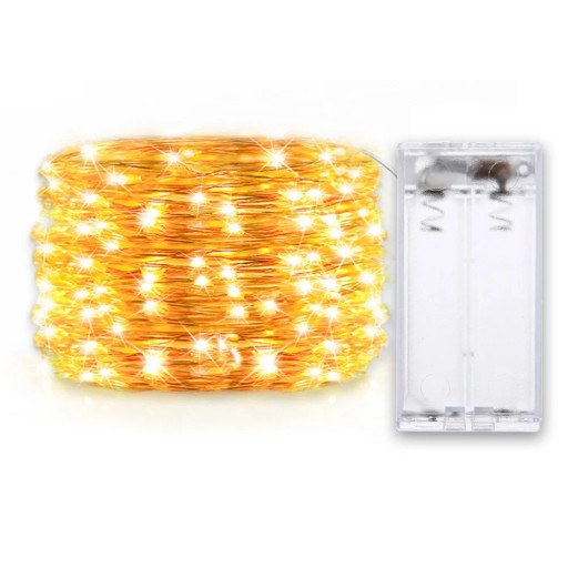 LED LAMPY DRÔTOVÉ NA DEKORÁCIU NA BATÉRIOVÉ OVLÁDANIE GARLAND TEPLEJ FARBY 20 LED 2 ks