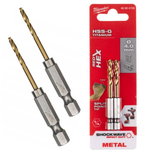 MILWAUKEE SHOCKWAVE HEX RED HSS-G CÍNOVÉ VRTÁKY 4mm