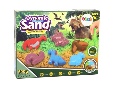Sada kreatívnych magických kinetických pieskových formičiek na dinosaury 8 kusov