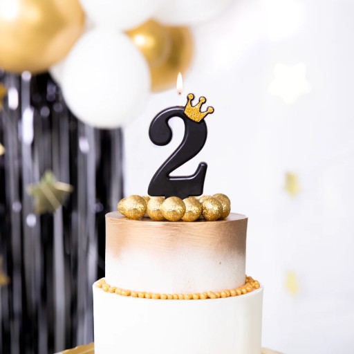 SVIEČKA ČÍSLO 2 DVA DEKORÁCIA ČIERNA TORTA